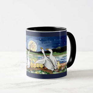 Duck Family Ducklings Watch Moon Designer Mug
