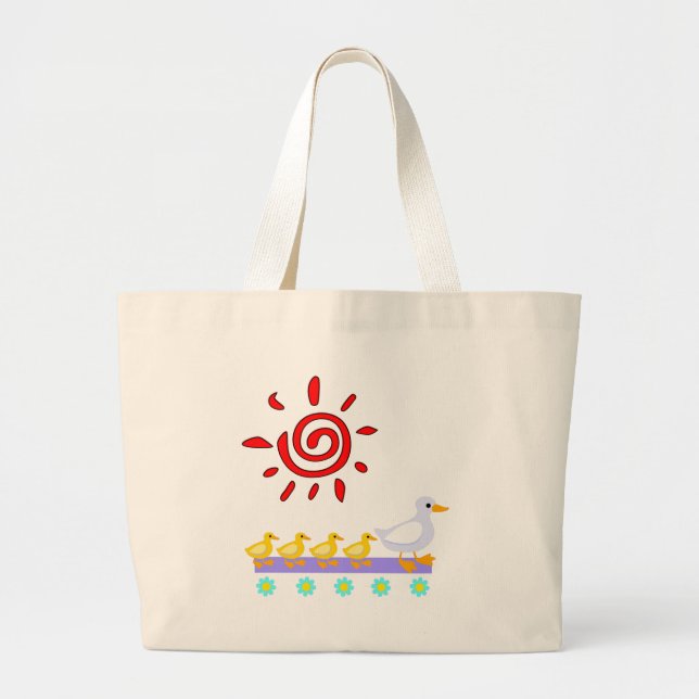 Duck Family Large Tote Bag (Front)