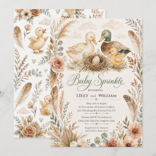 Duck Family One Sibling Baby Sprinkle Invitation