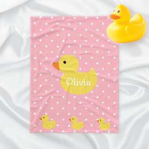 Duck Family Polka Dots Monogram Baby Fleece Blanket