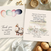 Duck Farmers Homestead Eggs Folded Business Cards