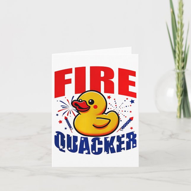 Duck Firequacker Patriotic Funny Independence 4th  Card (Front)