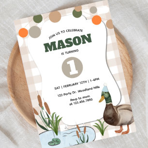 Duck, First Birthday, Lucky duck Invitation