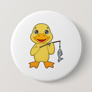 Duck Fishing Fisher Finshing rod 7.5 Cm Round Badge