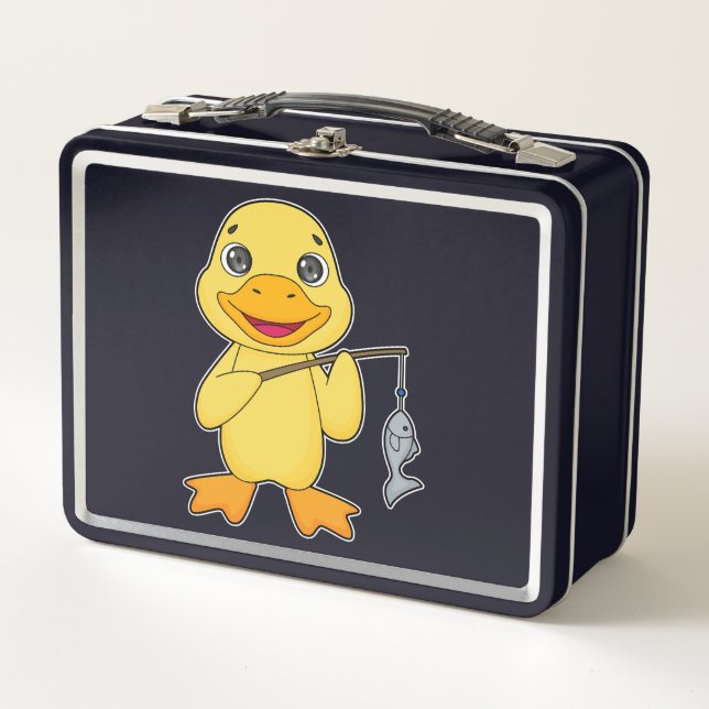 Duck Fishing Fisher Finshing rod Metal Lunch Box (Front)