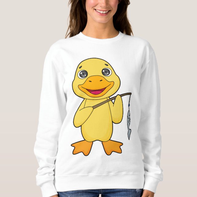Duck Fishing Fisher Finshing rod Sweatshirt (Front)
