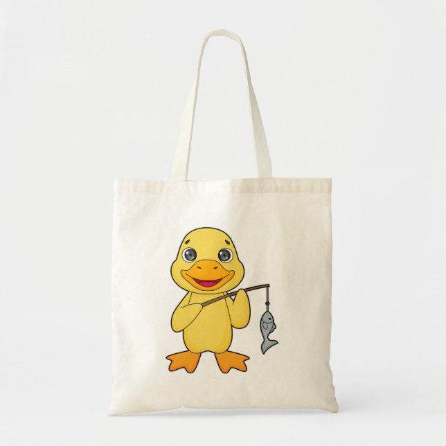 Duck Fishing Fisher Finshing rod Tote Bag (Front)
