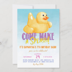 Duck Float Pool Summer Birthday Invitation