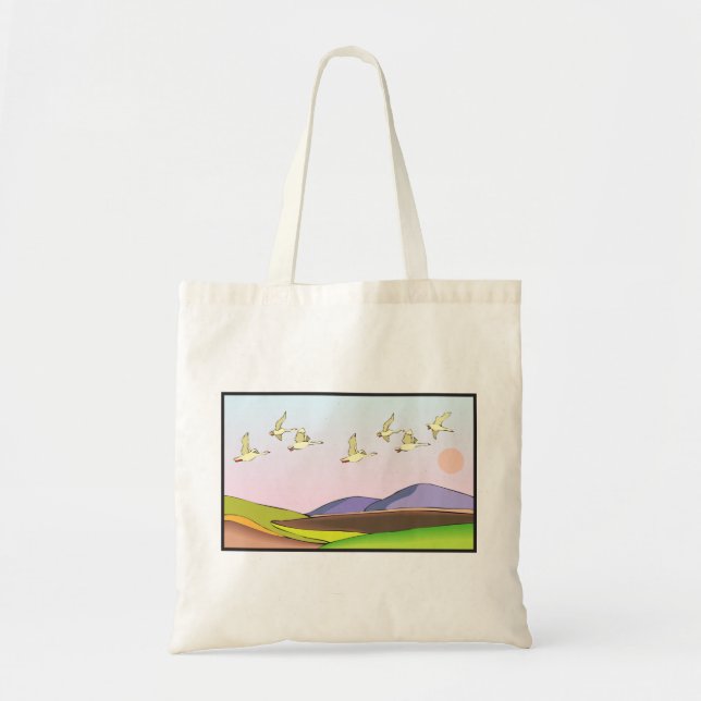Duck Flying Landscape Tote Bag (Front)
