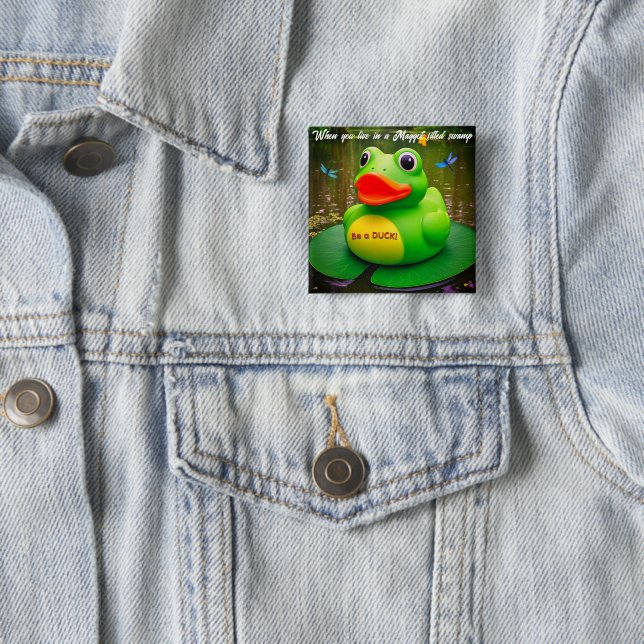 Duck Frog Swamp 15 Cm Square Badge (In Situ)