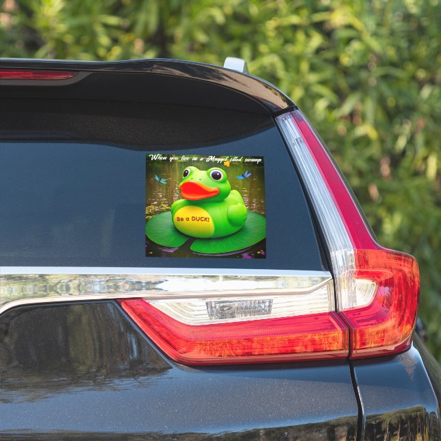 Duck Frog Swamp Custom-Cut Vinyl Sticker (Car Side)