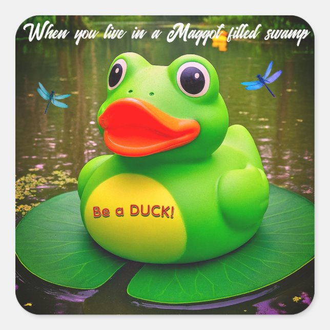Duck Frog Swamp Square Sticker (Front)