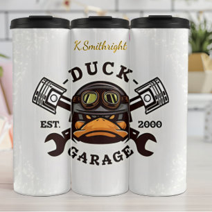 Duck Garage Mechanic Logo Design Thermal Tumbler