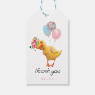 Duck Gift Tags, Floral Duckling Birthday Favour Ta Tags