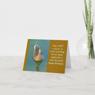 "DUCK GLIDING ACROSS WATER/ MASCULINE BIRTHDAY CARD