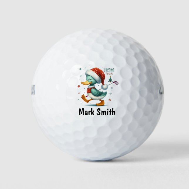 Duck golfer Christmas Themed  Golf Balls (Front)