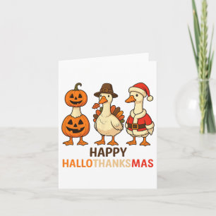 Duck Halloween And Merry Christmas Happy Hallothan Card