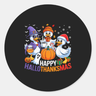 Duck Halloween Thanksgiving Christmas Happy Hallot Classic Round Sticker