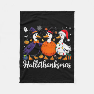 Duck Halloween Thanksgiving Christmas Happy Hallot Fleece Blanket