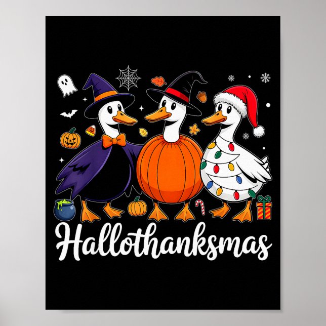 Duck Halloween Thanksgiving Christmas Happy Hallot Poster (Front)