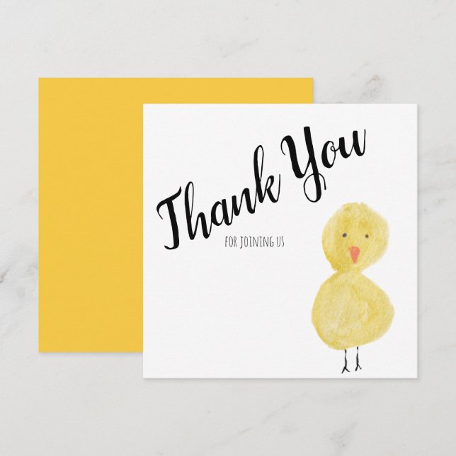 Duck Hand Watercolor Baby Shower Thank You  (Front/Back)