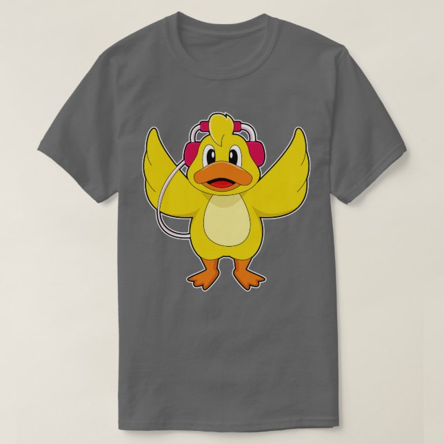 Duck Headphone Music T-Shirt (Design Front)