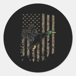 Duck Hunter American Flag Waterfowl Hunting Camouf Classic Round Sticker