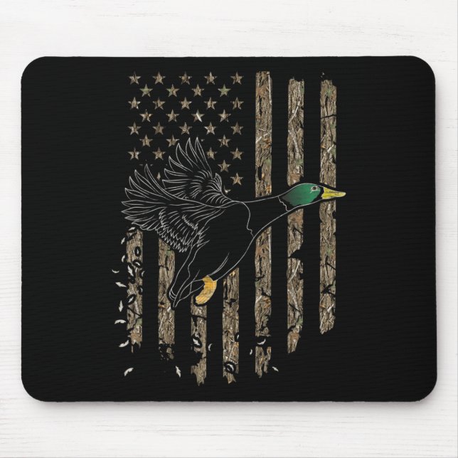 Duck Hunter American Flag Waterfowl Hunting Camouf Mouse Mat (Front)