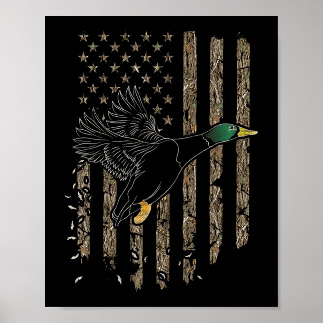 Duck Hunter American Flag Waterfowl Hunting Camouf Poster (Front)