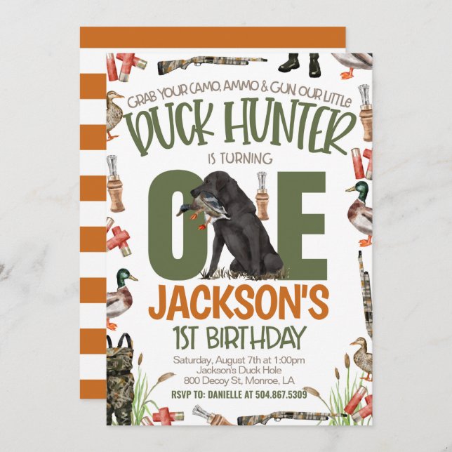 Duck Hunter First Birthday Invitation (Front/Back)