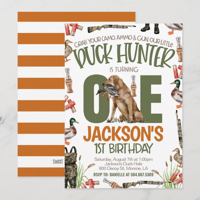 Duck Hunter First Birthday Invitation (Front/Back)