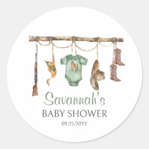 Duck Hunting Baby Shower Classic Round Sticker
