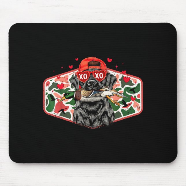 Duck Hunting Black Lab Camo Valentine's Day Xoxo H Mouse Mat (Front)