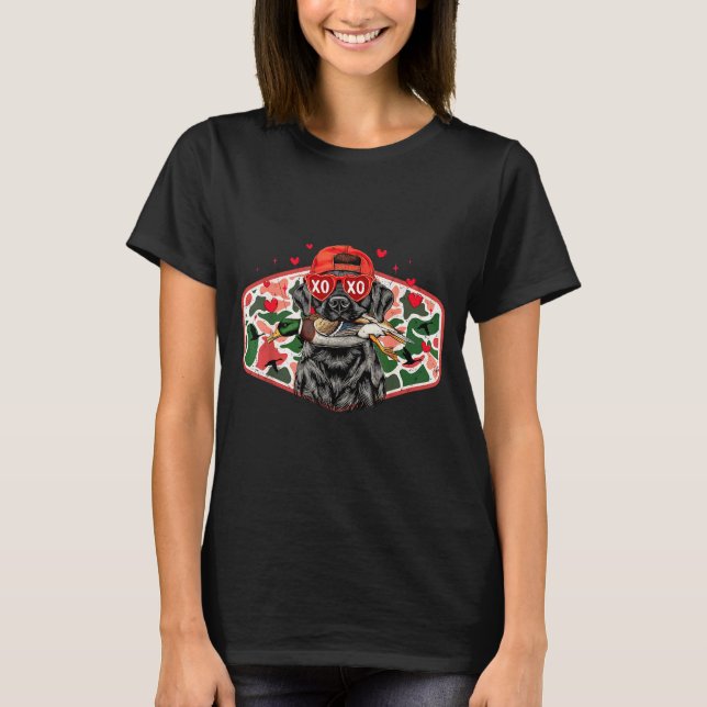 Duck Hunting Black Lab Camo Valentine's Day Xoxo H T-Shirt (Front)