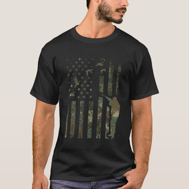 Duck Hunting Camo Men Camouflage Hunter Gift Ameri T-Shirt (Front)
