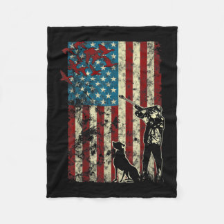 Duck Hunting Distressed Patriotic American Flag Fleece Blanket