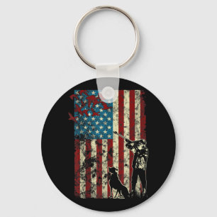 Duck Hunting Distressed Patriotic American Flag Key Ring