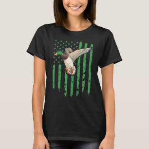Duck Hunting Green American Flag Waterfowl Hunter T-Shirt