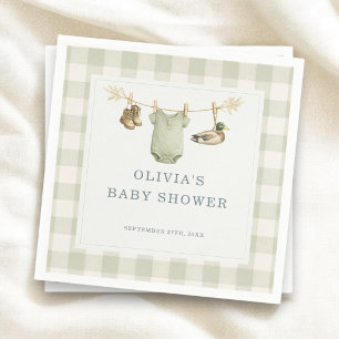 Duck Hunting Hunter Gingham Baby Shower Party Napkin