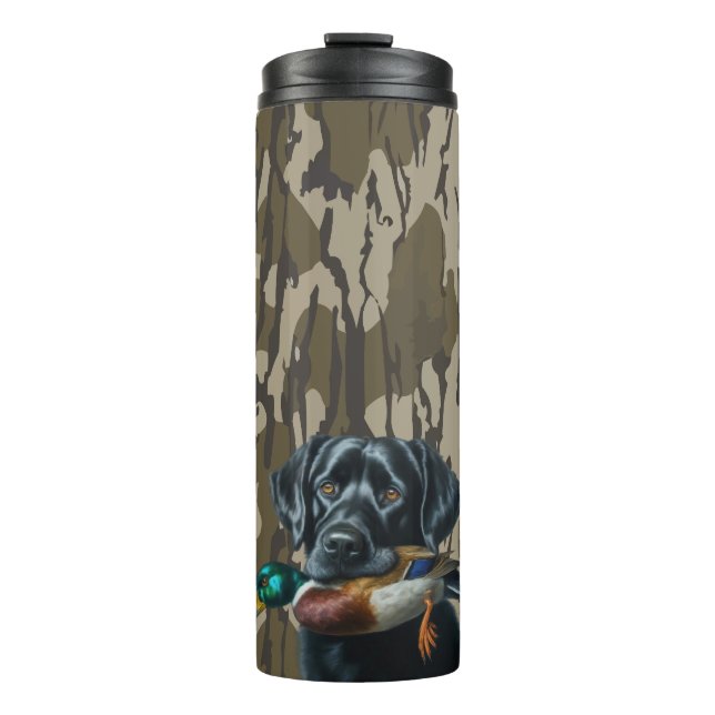 Duck Hunting Labrador Retriever Bottomland Camo Thermal Tumbler (Front)