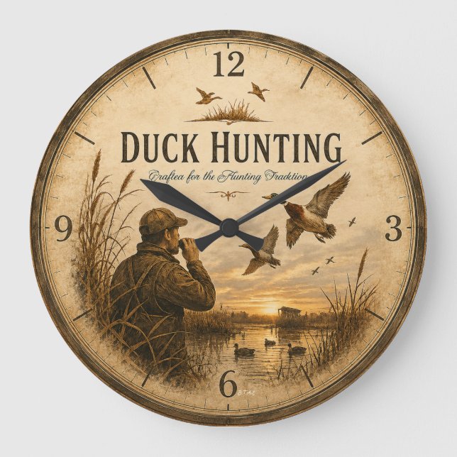 Duck Hunting  Large Clock (Front)