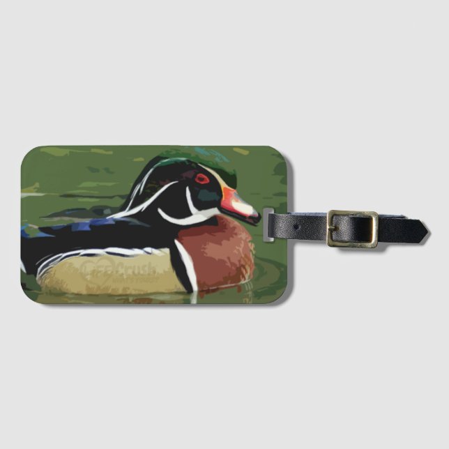 Duck Hunting Luggage Tag, Wood Duck Luggage Tag (Front Horizontal)