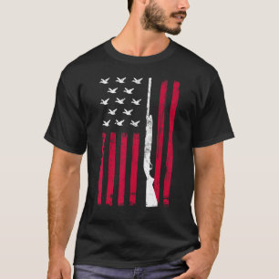 Duck Hunting US Flag Geese Teal Merganser Hunter P T-Shirt