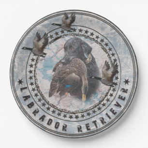 Duck Hunting with a Labrador Retriever Paper Plate