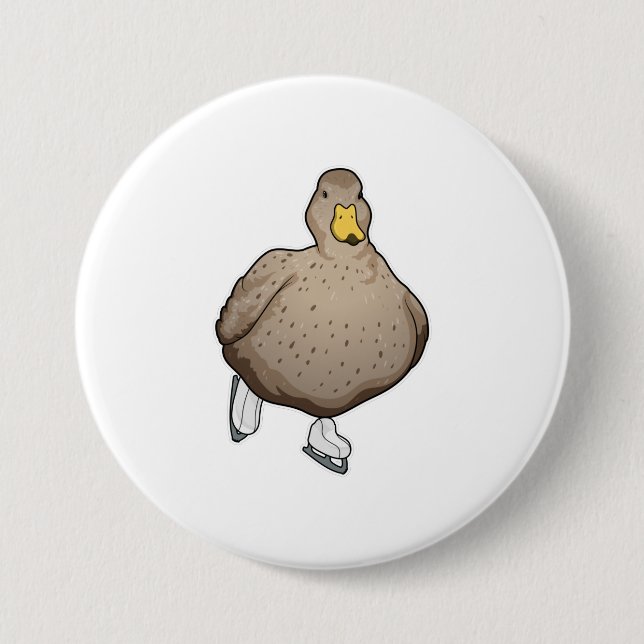 Duck Ice skating Ice skates 7.5 Cm Round Badge (Front)