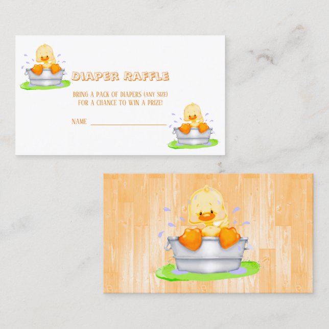Duck in a Tub Baby Shower Diaper Raffle  Business Card (Front/Back)