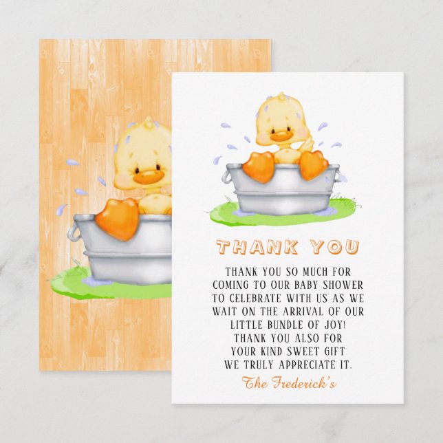 Duck in a Tub Baby Shower Thank You  (Front/Back)