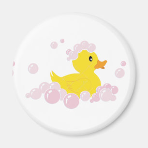 Duck in Pink Bubbles Magnet