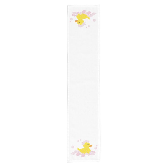 Duck in Pink Bubbles Short Table Runner (Front)