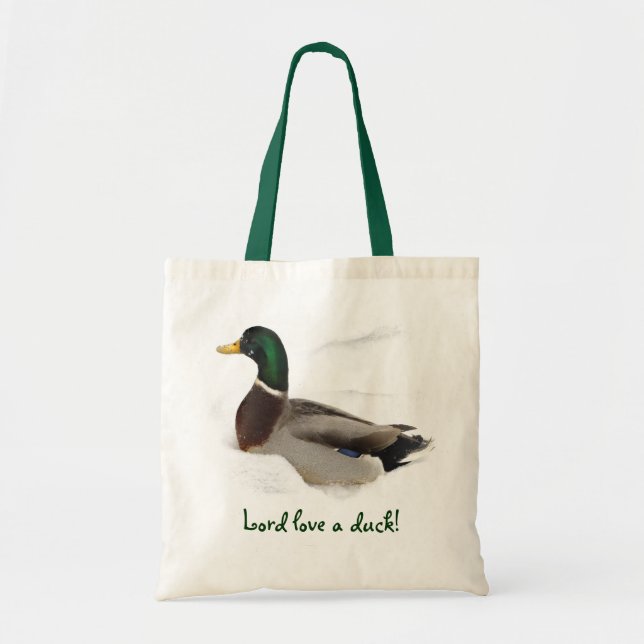 Duck in Snow Tote Bag (Front)